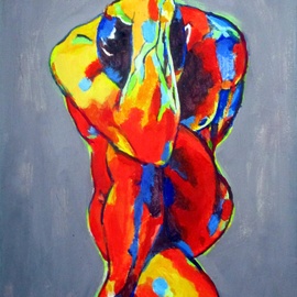 Helena Wierzbicki: 'trapped in himself', 2023 Acrylic Painting, Abstract Figurative. Artist Description: Seated Male Figure PaintingMedium: Acrylic on canvasSize: 18. 2x28. 2 in. 46x71 cm. ...