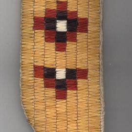 Helen Smoker Martin: 'Quilled Knife Sheath', 2006 Crafts, Geometric. Artist Description:  Applique porcupine quillwork. Dyed porcupine quills on canvas & leather. ...
