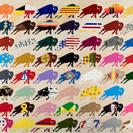 Helen Smoker Martin: 'United Colours of Buffalo', 2006 Acrylic Painting, Culture. Artist Description:  16