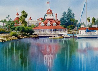 Artist: Mary Helmreich - Title: Coronado Boathouse Reflected by Mary Helmreich - Medium: Watercolor - Year: 2010