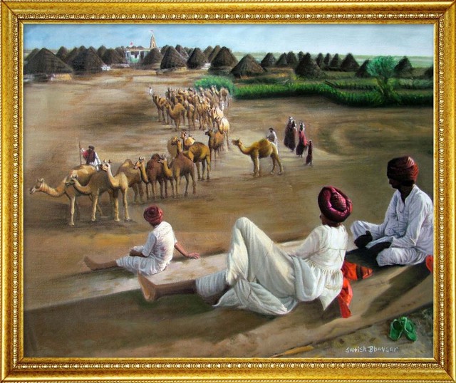 Hemant Bhavsar  'Traditional Village Painting', created in 2008, Original Painting Oil.