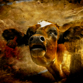 Herman Van Bon: 'photographic of mooh', 2018 Digital Art, Animals. Artist Description: A combination of photography with added textures, digital in- drawings and in- painting...