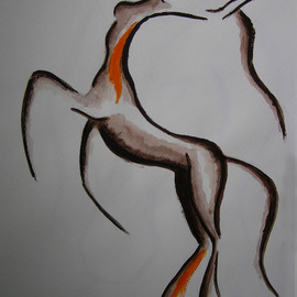 Reka Viktoria Nemet: 'Dance', 2008 Acrylic Painting, Equine. Artist Description: Dancing centaur woman. ...