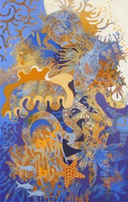 Hilary Pollock: 'The Reef Downunder', 2010 Acrylic Painting, Marine. 