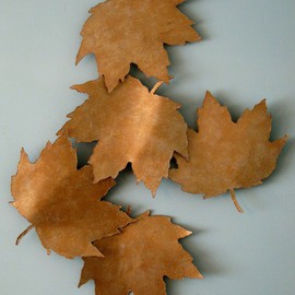 Bob Hill: 'Golden Fall', 2008 Steel Sculpture, Representational. Artist Description:  Five huge Maple leaves are falling gracefully through the Fall breeze     in this stunning wall sculpture. ...