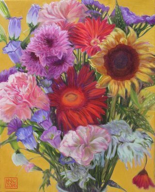 H. N. Chrysanthemum: 'Flowers II', 2016 Oil Painting, Floral.  Floral Oil Painting ...