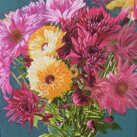 H. N. Chrysanthemum: 'Flowers V', 2016 Oil Painting, Floral. Artist Description:  Floral Oil Painting ...