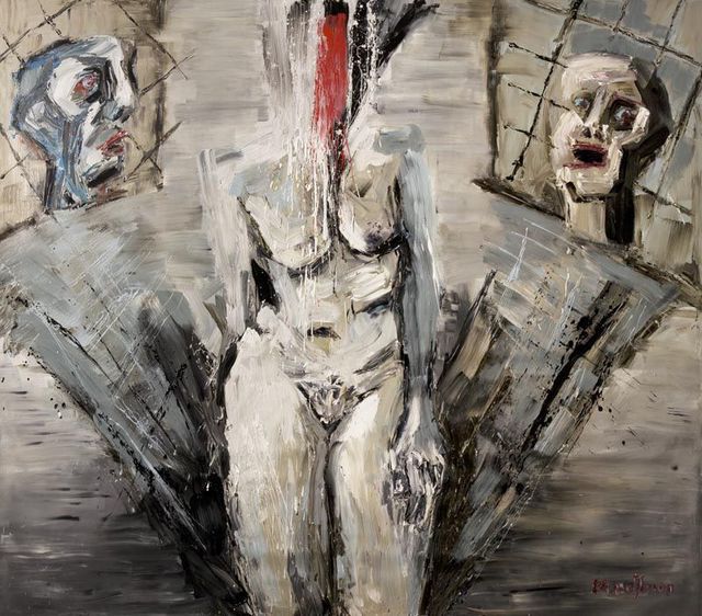 Maciej Hoffman  'Three Heads', created in 2009, Original Painting Oil.