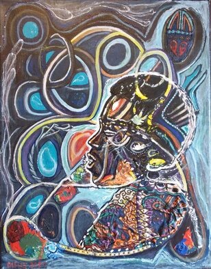 Hampton Olfus: 'astral musical flow', 2020 Mixed Media, Abstract Figurative. This is from the mixed media series, that were influenced by my older mixed media works. I added nuances of what is contemporary to the new works. ...