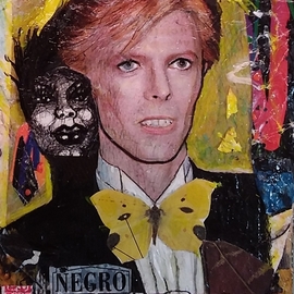 Hampton Olfus: 'bowie el negro', 2018 Collage, Abstract Figurative. Artist Description: After the transitioning of musical icon David Bowie, I feltthe need to do a piece of art about one of his particular personalities.  The personalityof Bowie s I chose to create in a work of visual art is theThin White Duke.  This character of Bowie s had a ...