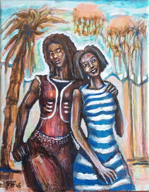 Artist Hampton Olfus. 'Caribbean Partiers' Artwork Image, Created in 2024, Original Painting Other. #art #artist