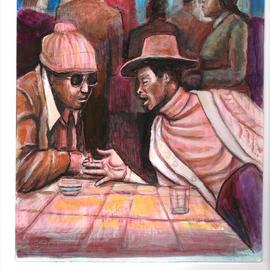 Hampton Olfus: 'the hustle', 2020 Acrylic Painting, Urban. Artist Description: I was inspired by music and photos from a coffee table book, about the blues club called  Theresa s . I used the photos as a point of departure. ...