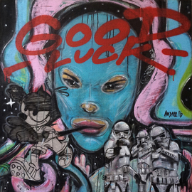 Elizaveta Mikhalitcyna: 'Good Luck', 2016 Other Painting, Popular Culture. Artist Description: Metaphorical image inspired by pop culture and street art. Airbrush, Acrylic, Tempera, Spray Paint and Marker on Canvas....