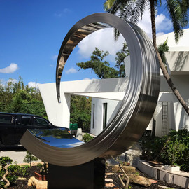 Hunter Brown: 'moon wave', 2021 Steel Sculpture, Abstract. Artist Description: Moon Wave is a contemporary stainless steel sculpture. The circular composition is simple and elegant. ...