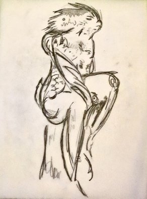 Richard Vanderiet: 'rabbit man', 2018 Pencil Drawing, Erotic. My interpretation of nude model. ...