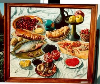 Said Ibrahimov: 'Still life Fish ', 2016 Oil Painting, Food. 