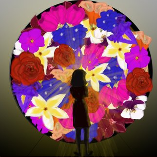 Dina Marie Wilks: 'loreal garden', 2014 Digital Other, Botanical.     Portrait pencil art Digital art poster teddy bears children kids Flowers teen girls ...