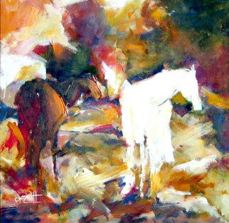 Artist: Al Shaikh Aldaw - Title: horses seen - Medium: Acrylic Painting - Year: 2010