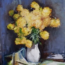 Igor Navrotskyi: 'yellow flowers', 2022 Oil Painting, Floral. Artist Description: Oil on canvas...