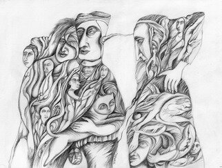 Igor Gorban: 'together', 2022 Pencil Drawing, Communication. The group of people are standing together, united and supportive of each other. They represent the diversity of our world, and their togetherness shows that we are stronger when we work together. ...