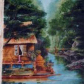 Chuka Machie: 'serene 3', 2012 Acrylic Painting, Landscape. Artist Description:    landscape, lake    ...
