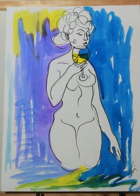 Toni Hudson: 'Confetti 2', 2016 Watercolor, nudes. 