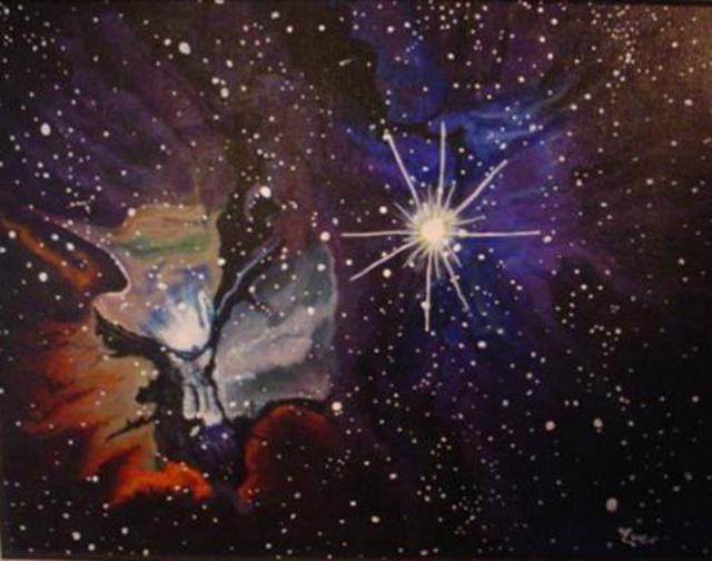 Artist Eve Co. 'Trifid Nebula In The Constellation Sagitarius' Artwork Image, Created in 1999, Original Painting Oil. #art #artist