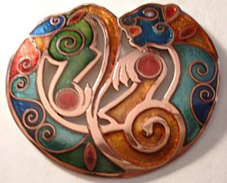 Catherine Crowe: 'Scythian Cat', 2008 Vitreous Enameling, undecided.  Using a Scythian form I have added insular Celtic details showing the design consonances between these two cultures ...