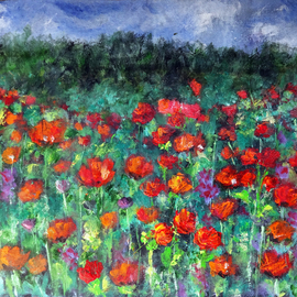poppy field oil painting By Indrani Ghosh