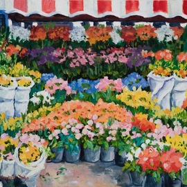 Ingrid Neuhofer Dohm: 'Flower Stand', 2012 Acrylic Painting, Impressionism. Artist Description: flowers, floral, street stand, representational...