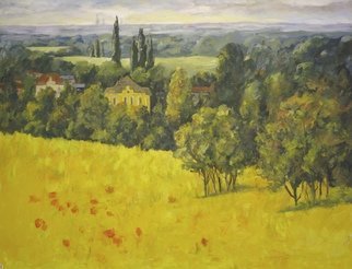 Ingrid Neuhofer Dohm: 'a vew towards vienna', 2014 Acrylic Painting, Impressionism. landscape, countryside, Vienna, ...