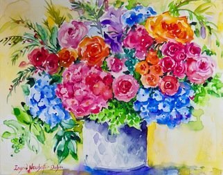 Ingrid Neuhofer Dohm: 'floral manage', 2018 Watercolor, Impressionism. Artist Description: This is an original watercolor on canvas floral still life painting 16 x 20 inches. ...
