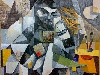 Ia Saralidze: 'the muse', 2017 Oil Painting, Love. Muse, cubism, love,artist...