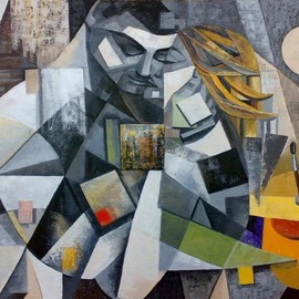 Ia Saralidze: 'the muse', 2017 Oil Painting, Love. Artist Description: Muse, cubism, love,artist...