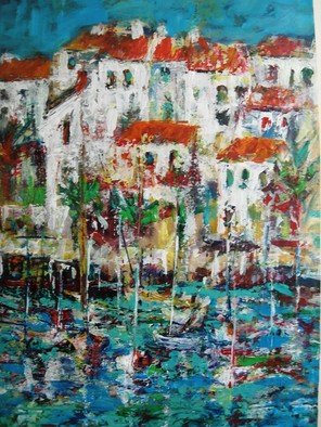 Irene Gloux: ' harbour in Portugal', 2008 Acrylic Painting, Seascape. 