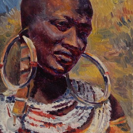 Irina Petruhina: 'black madonna', 2005 Oil Painting, Portrait. Artist Description: oil on plywood, portrait, black woman, realism, impressionism, ethnic, Africa...