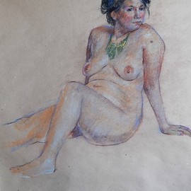Irina Petruhina: 'coquette', 2016 Pastel, Figurative. Artist Description: pastel on paper, realisme, nude, girl, beauty, erotics, love, romance...