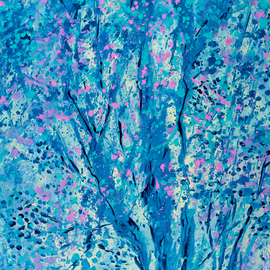 Irina Maiboroda: 'Rhapsody in Blue', 2016 Acrylic Painting, Impressionism. Artist Description:  acrylic, impressions, blue, flowers, rhapsody, springthe work is under passe- partout 30x40             ...
