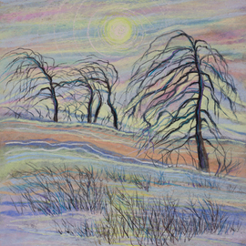 Irina Maiboroda: 'Spring Is Coming', 2016 Pastel Drawing, Landscape. Artist Description:  landscape, abstract, impression, colorful, sun, morning, spring, forestwork is shipped with passepartout 50 A-- 40 cm      ...