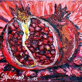 Irina Tretyak: 'pomegranate depth', 2014 Oil Painting, Impressionism. Artist Description:  We always had something like this. It might have seemed that we were conducting a dialogue, but infact, those were two monologues that sometimes overlapped. Albert Sanchez Pinol ...