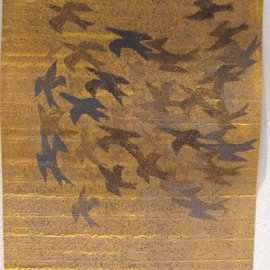 Tamar Sorkin Artwork starlings over fields, 2014 Other Printmaking, Abstract Figurative