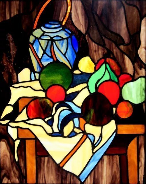 Artist: Iva Kalikow - Title: Still Life with Ginger Jar - Medium: Stained Glass - Year: 2019