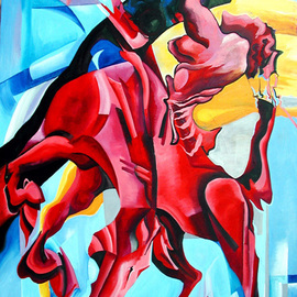 Justineivu Justineivu: 'RED HORSE, oil on canvas', 2006 Oil Painting, nudes. Artist Description:   ORIGINAL OIL PAINTING ON CANVAS                ...