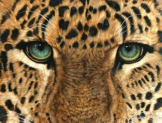 Jacquie Vaux: 'Eyes of Leopard', 2002 Acrylic Painting, Animals.  A close up detailed painting of a leopards eyes. Very fine brushwork and vivid colors. This painting will soon be published as a limited edition giclee print. ...