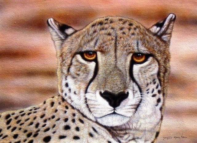 Artist Jacquie Vaux. 'Portrait Of A Cheetah' Artwork Image, Created in 2011, Original Painting Acrylic. #art #artist