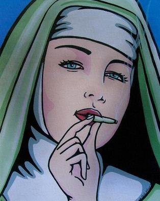 Janet Allinger: 'The Flying Nun', 2004 Acrylic Painting, Religious. Original Acrylic on canvas. Part of the 