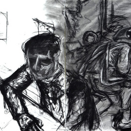 James  Mayor: 'tired of living for two', 2015 Charcoal Drawing, War. 