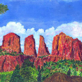 James Parker: 'Buttes and Trees', 2003 Acrylic Painting, Landscape. Artist Description: Bright buttes in the afternoon sunshine...