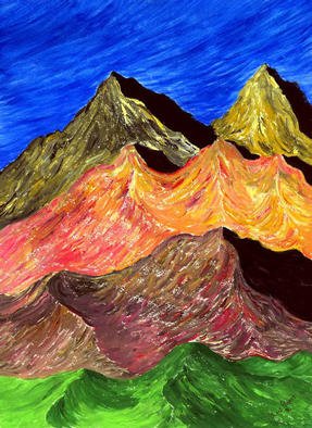 James Parker: 'Mountains of Abstraction', 2003 Acrylic Painting, Abstract. The green foothills set off well the somewhat abstract and impressionistic mountains. A certain measure of strength and power are mingled with the potent coloration....