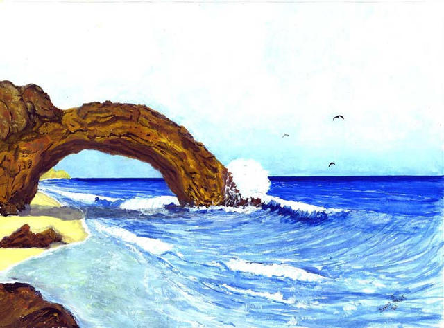 Artist James Parker. 'Ocean Arch' Artwork Image, Created in 2003, Original Drawing Pen. #art #artist